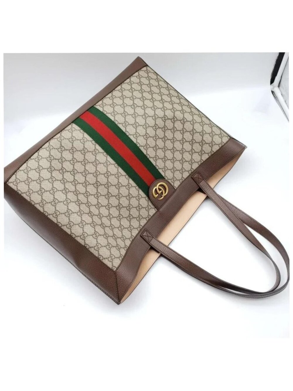 Authentic Gucci Ophidia GG Supreme Canvas Large Tote Bag Web Stripe Shoulder Bag - Picture 6 of 15